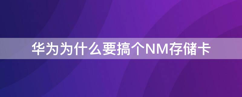 华为为什么要搞个NM存储卡 华为手机nm内存卡怎么这么贵