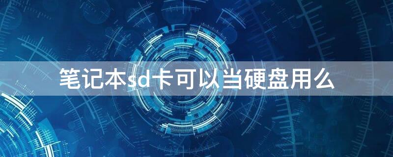 笔记本sd卡可以当硬盘用么 笔记本sd卡可以当硬盘用么吗