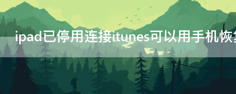 ipad已停用连接itunes可以用手机恢复吗 ipad已停用连接itunes怎么用手机恢复
