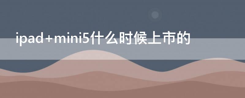 ipad mini5什么时候上市的