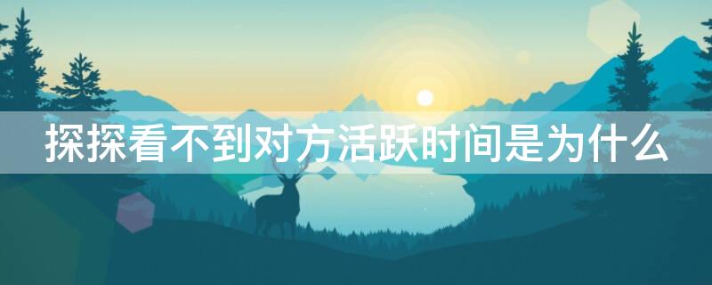 探探看不到对方活跃时间是为什么 探探为什么看不了对方活跃时间了