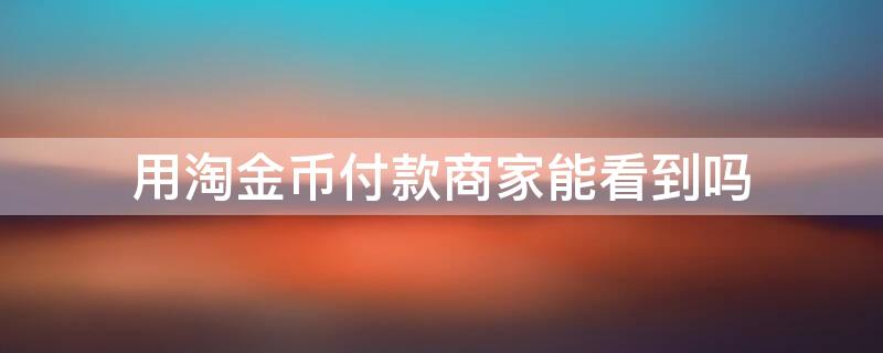 用淘金币付款商家能看到吗 用淘金币付款商家看得出来吗