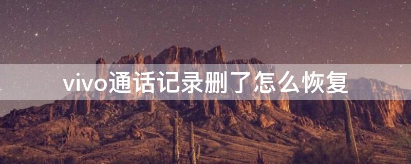 vivo通话记录删了怎么恢复（vivo通话记录删了怎么恢复找回来手机）