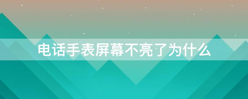 电话手表屏幕不亮了为什么（电话手表屏幕不亮了为什么还有声音）