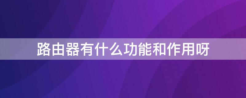 路由器有什么功能和作用呀（路由器有什么功能和作用呀视频）