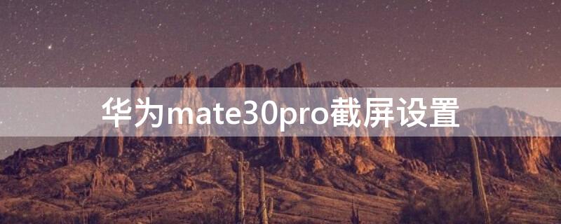 华为mate30pro截屏设置（华为mate30pro5g截图设置）