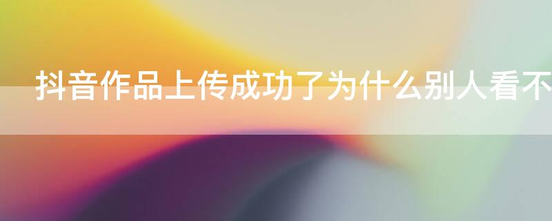 抖音作品上传成功了为什么别人看不到