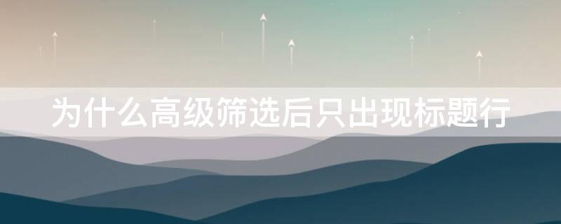 为什么高级筛选后只出现标题行 高级筛选为什么只显示标题