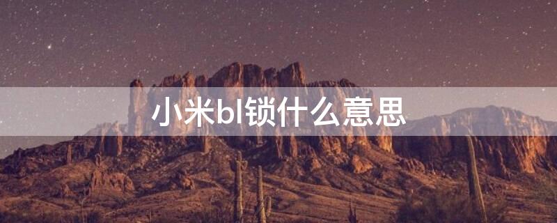 小米bl锁什么意思（小米bl解锁啥意思）