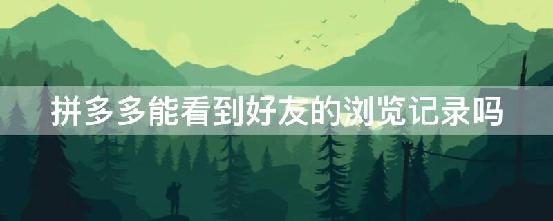 拼多多能看到好友的浏览记录吗 拼多多能看见好友的浏览吗