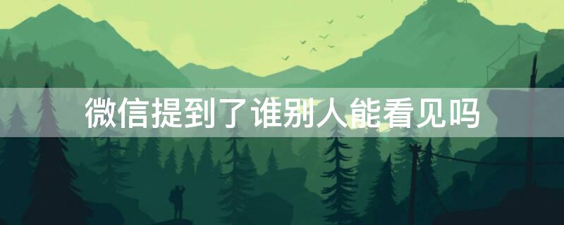 微信提到了谁别人能看见吗 微信提到了谁别人能看到吗