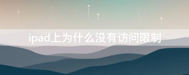 ipad上为什么没有访问限制 ipad里面为什么没有访问限制