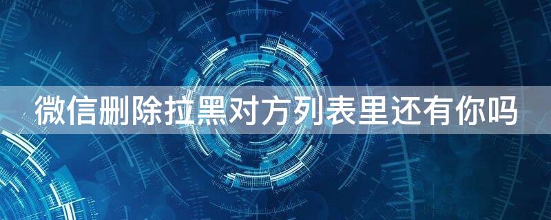 微信删除拉黑对方列表里还有你吗 微信里拉黑在删除对方,对方哪里还还会有显示吗