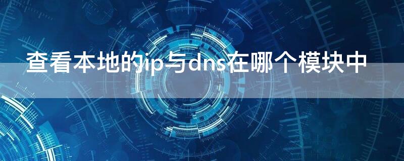 查看本地的ip与dns在哪个模块中 查看本地的ip与dns在哪个模块中设置