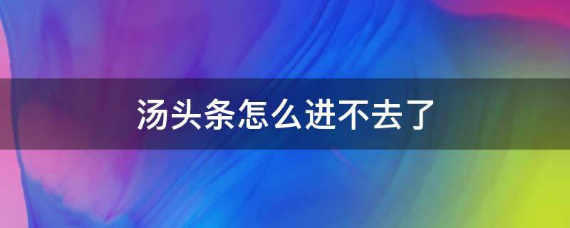 汤头条怎么进不去了 汤头条怎么打不开怎么办